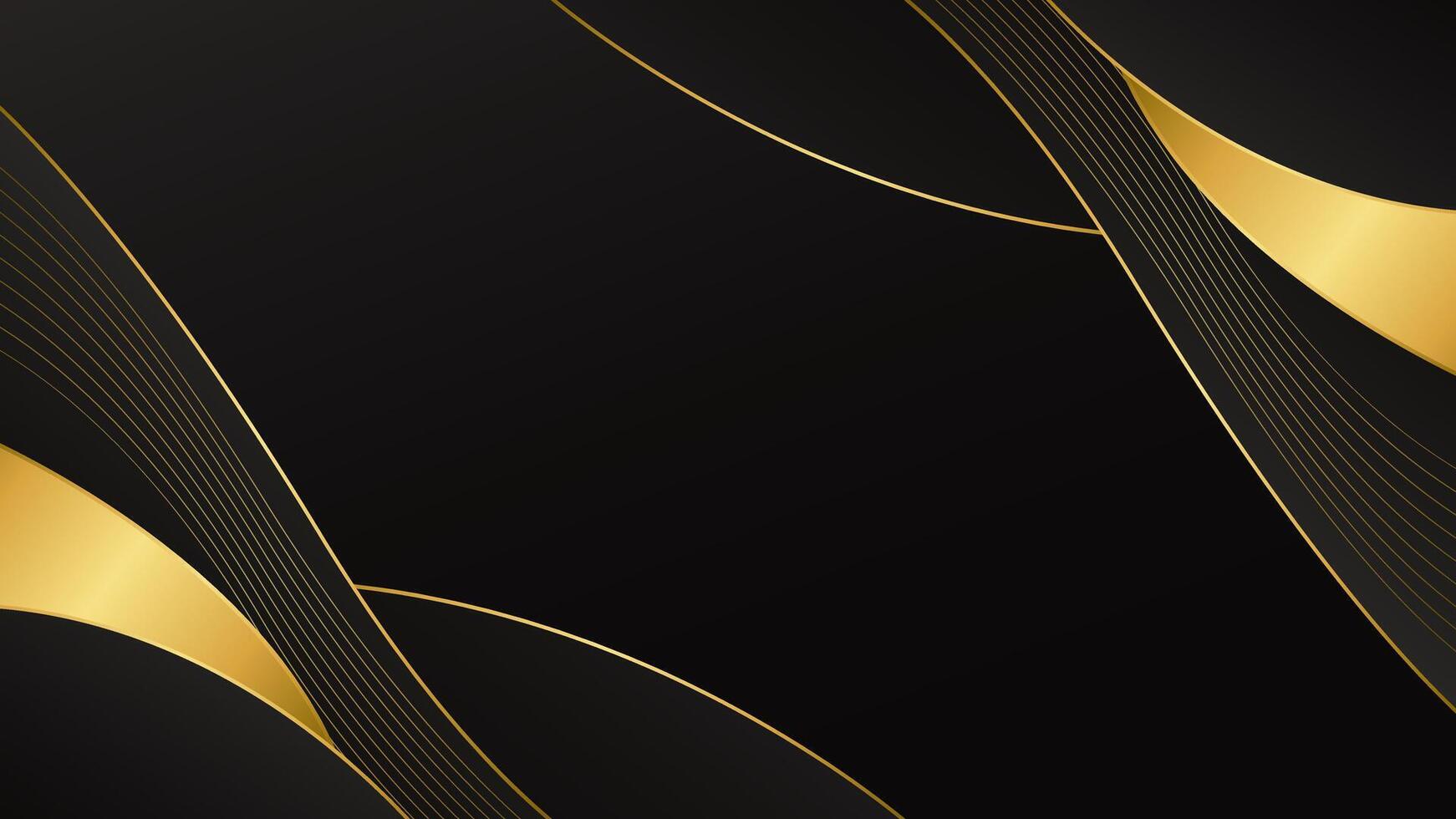 Elegant modern black luxury background with gold lines. Abstract wallpaper design for Invitations, awards, sales, events, templates, banners, covers, websites, pages and more vector