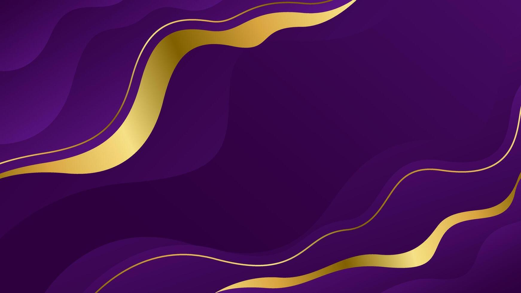Abstract purple and gold wave background . Luxury design style vector