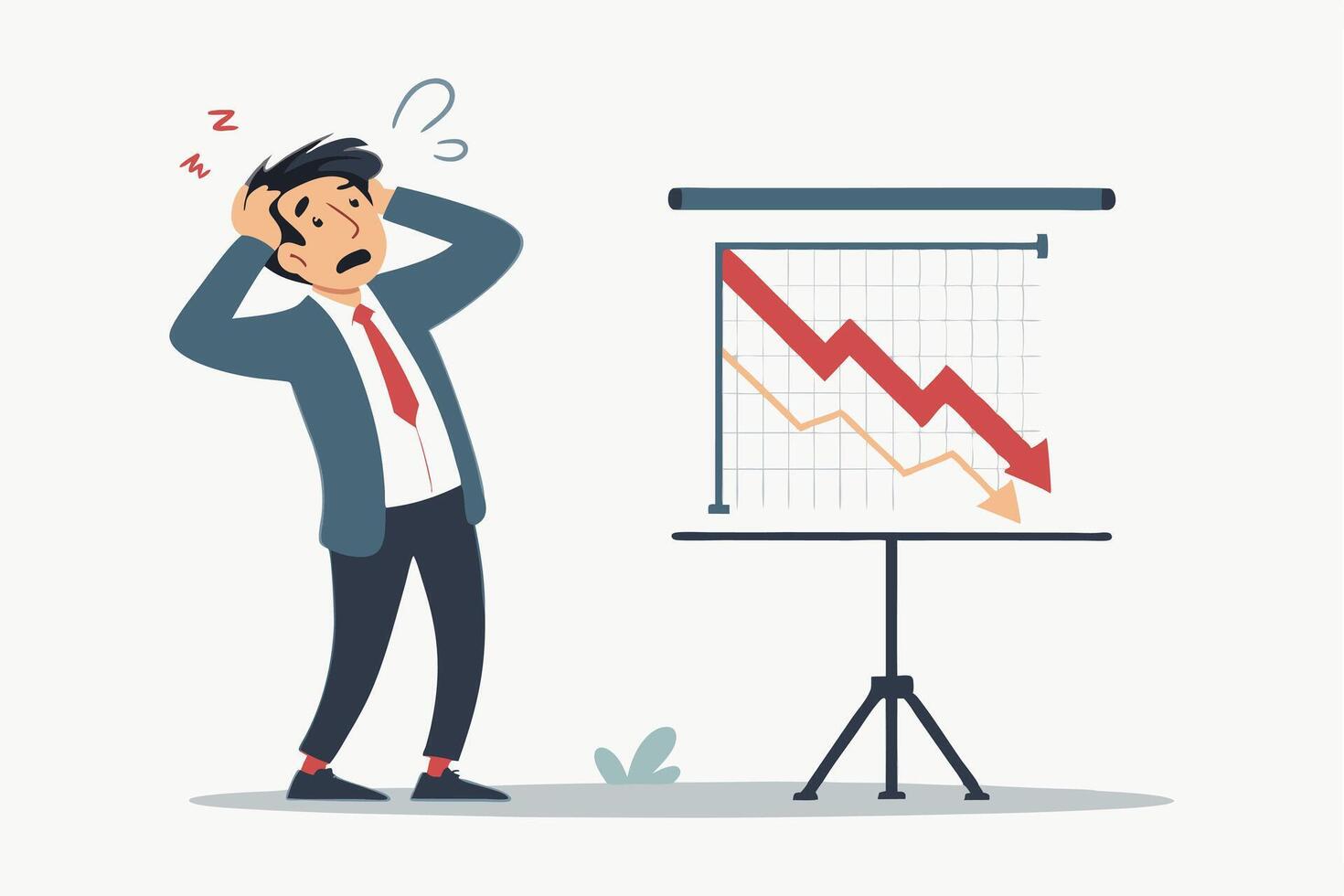A man in a suit is standing next to a board with a graph on it vector