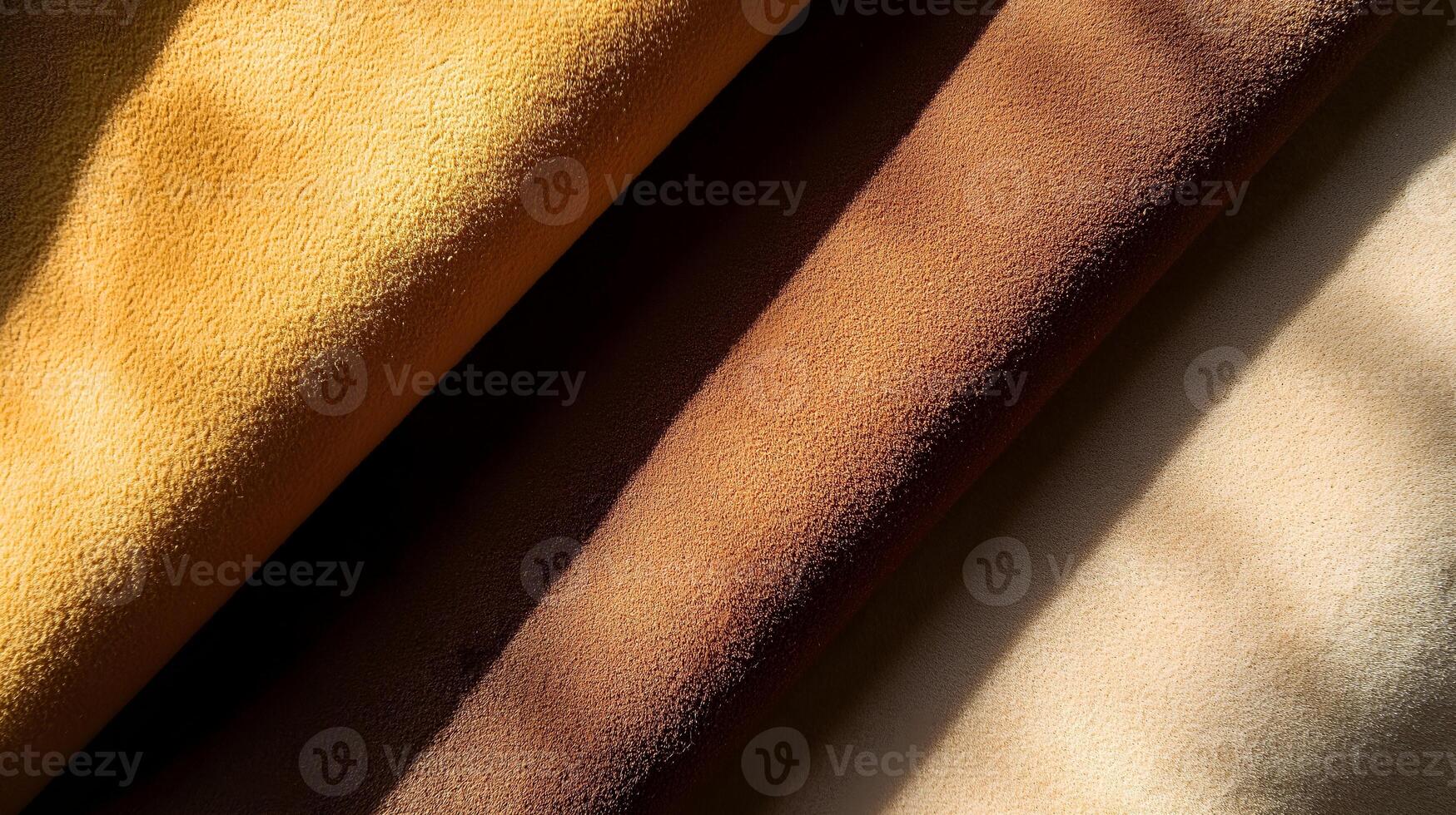 The image displays a stack of three different colored fabrics, with the tan fabric on top, followed by the brown fabric, and finally the white fabric photo