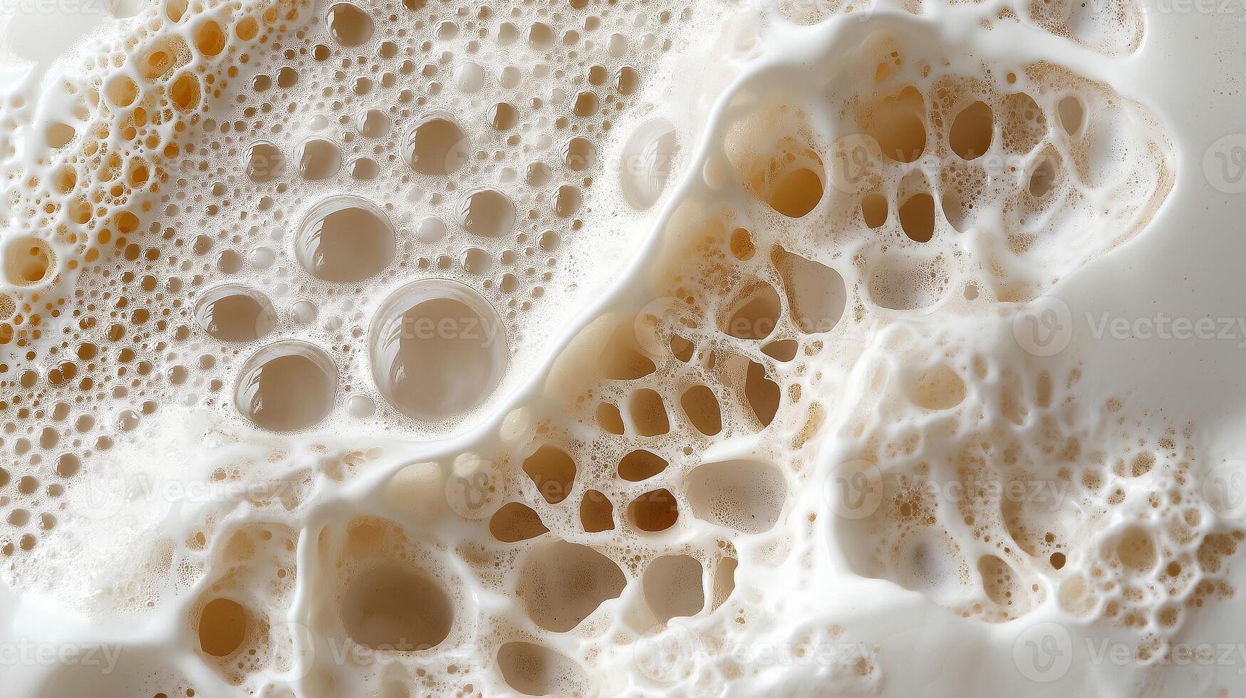 White foam with many bubbles. The bubbles are in different sizes and shapes photo