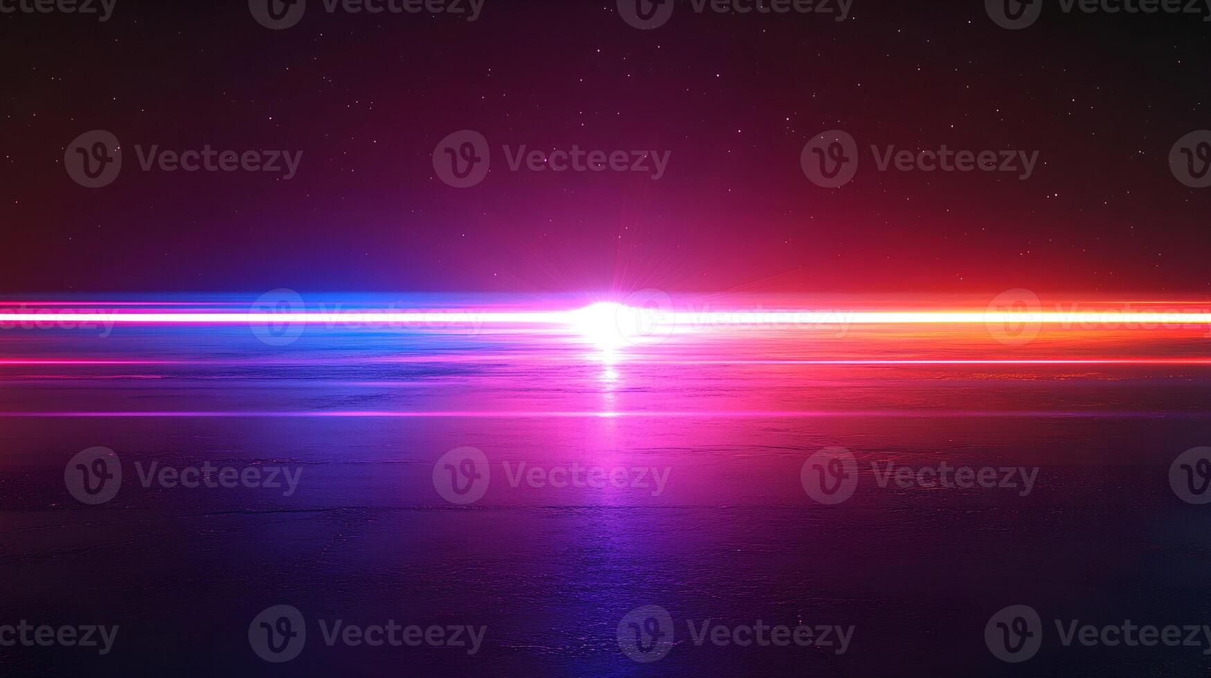 Bright red and blue line with a purple sun in the middle. The sun is surrounded by a purple and blue sky photo