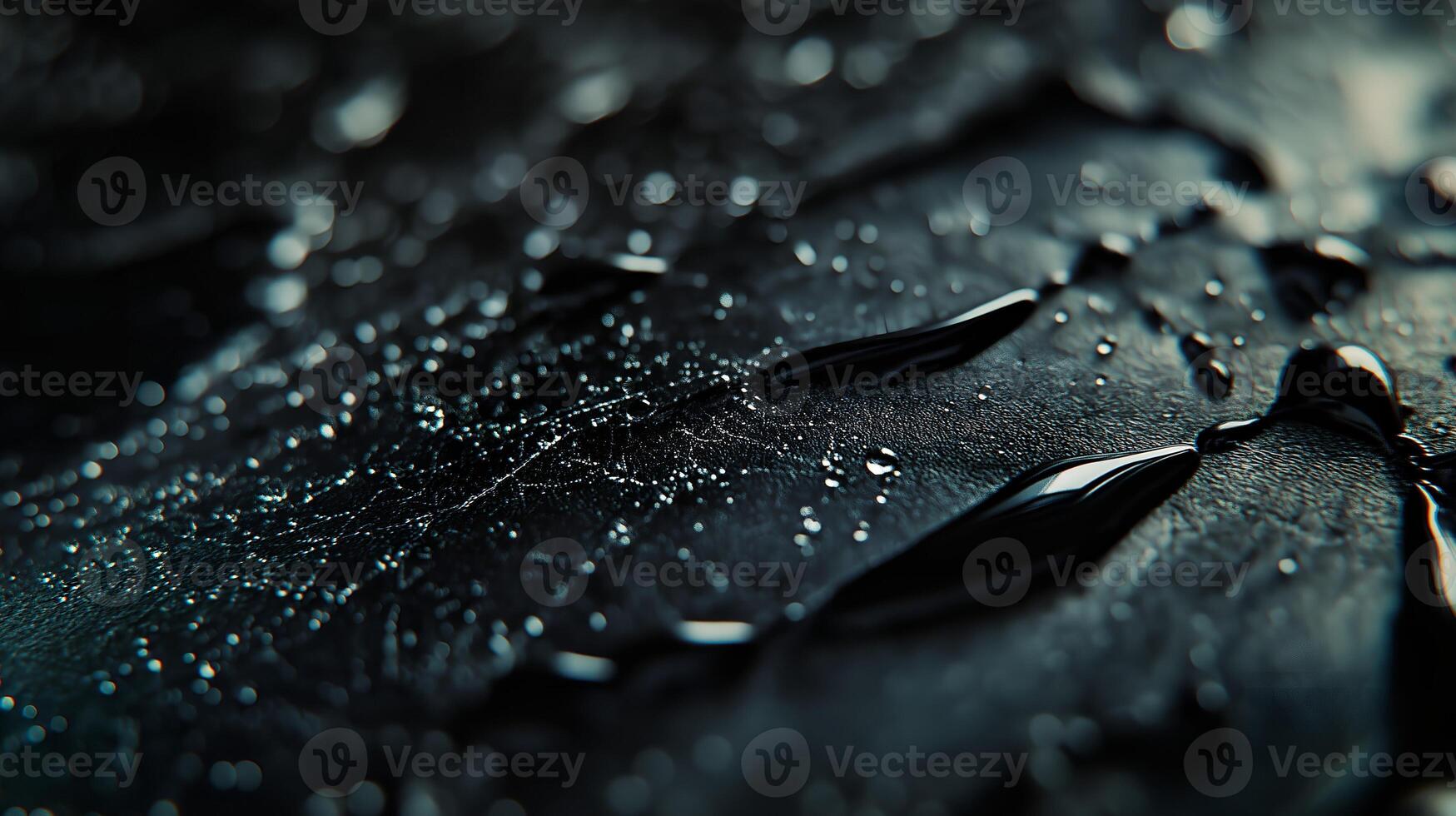 Close up of a wet surface with water droplets on it. The image has a moody and mysterious feel to it, as the water droplets seem to be scattered and random, creating a sense of chaos photo