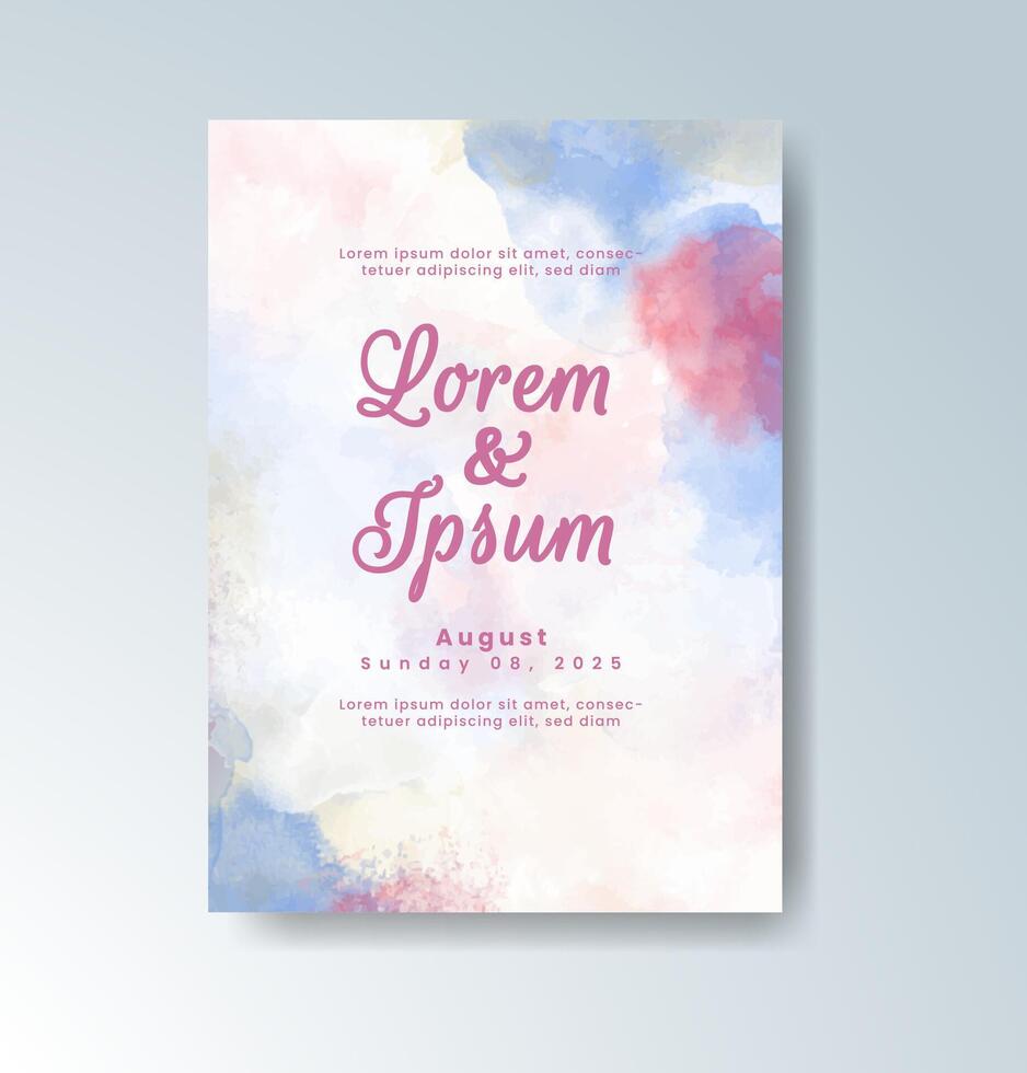 Artistic wedding invite with splashes of watercolor hues vector