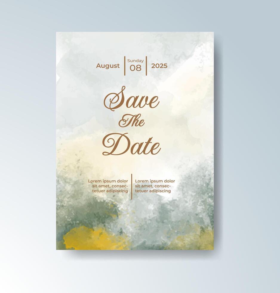 Light pastel watercolor wedding invitation with abstract splashes vector