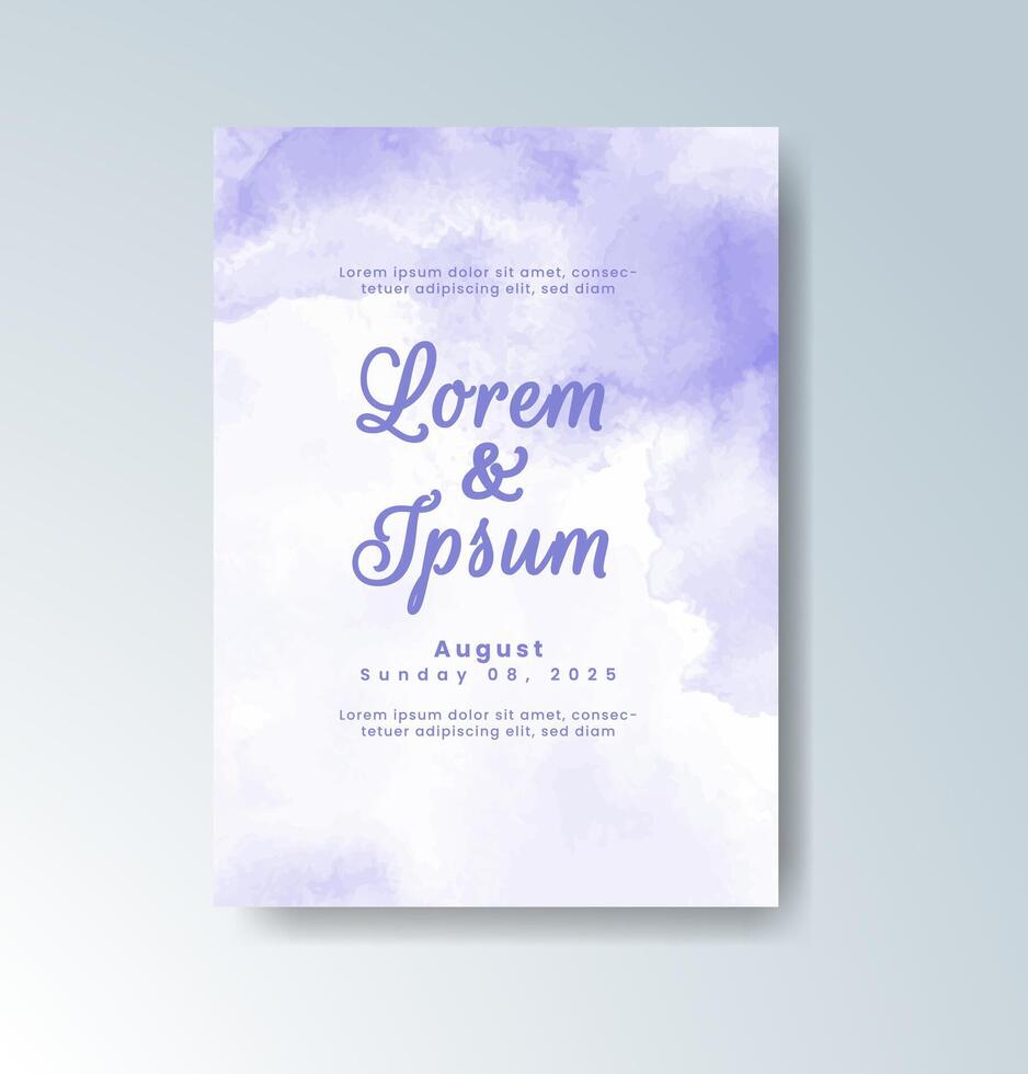 Soft and romantic watercolor wedding invitation vector