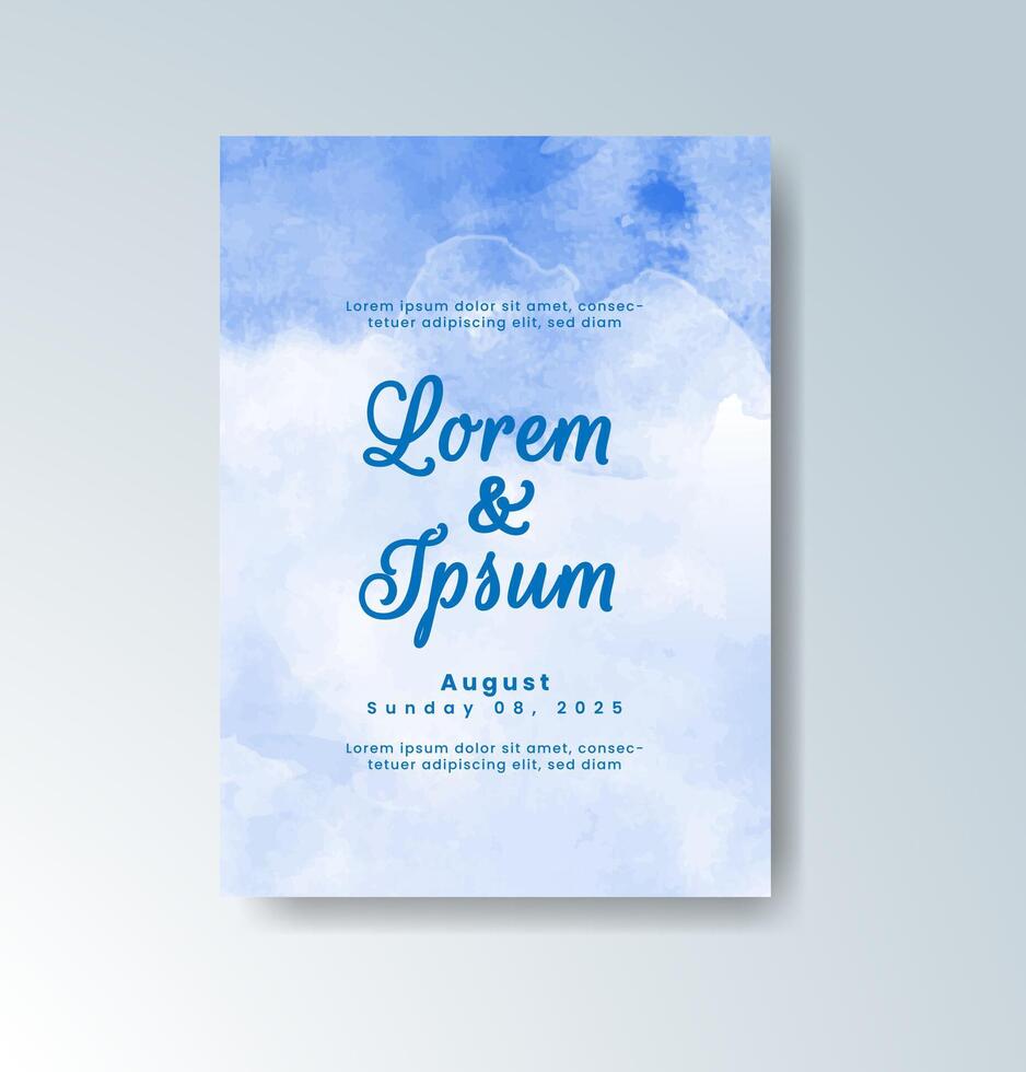 Romantic and artistic wedding invitation with watercolor vector