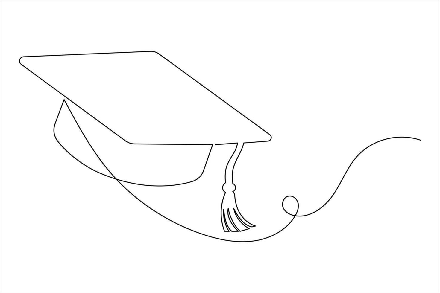 One Line Graduation Icon Minimalist Cap Illustration vector