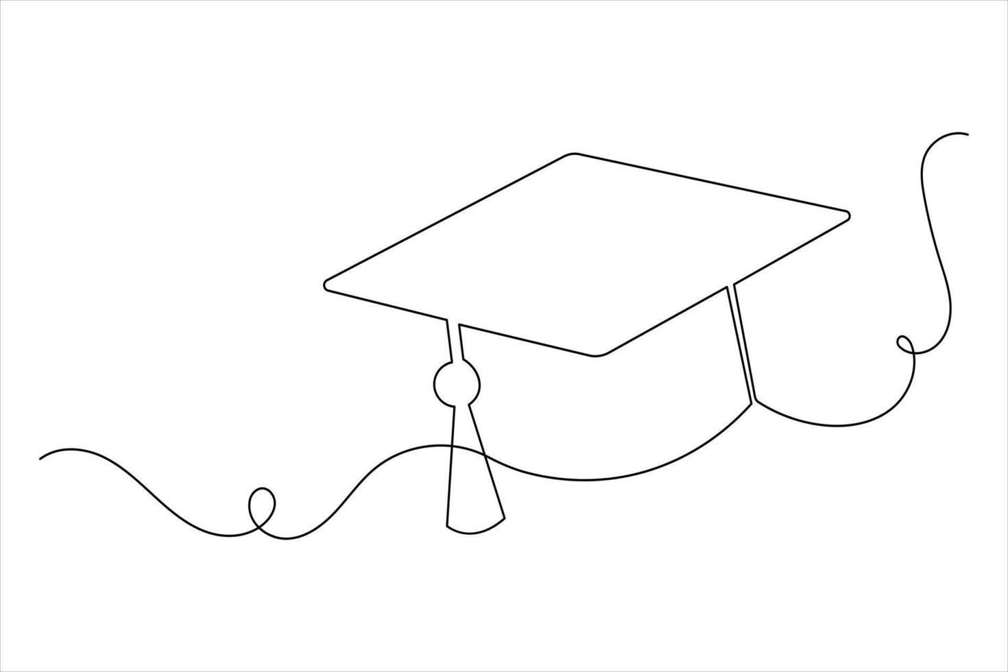 Graduation Cap Modern One Line Drawing vector