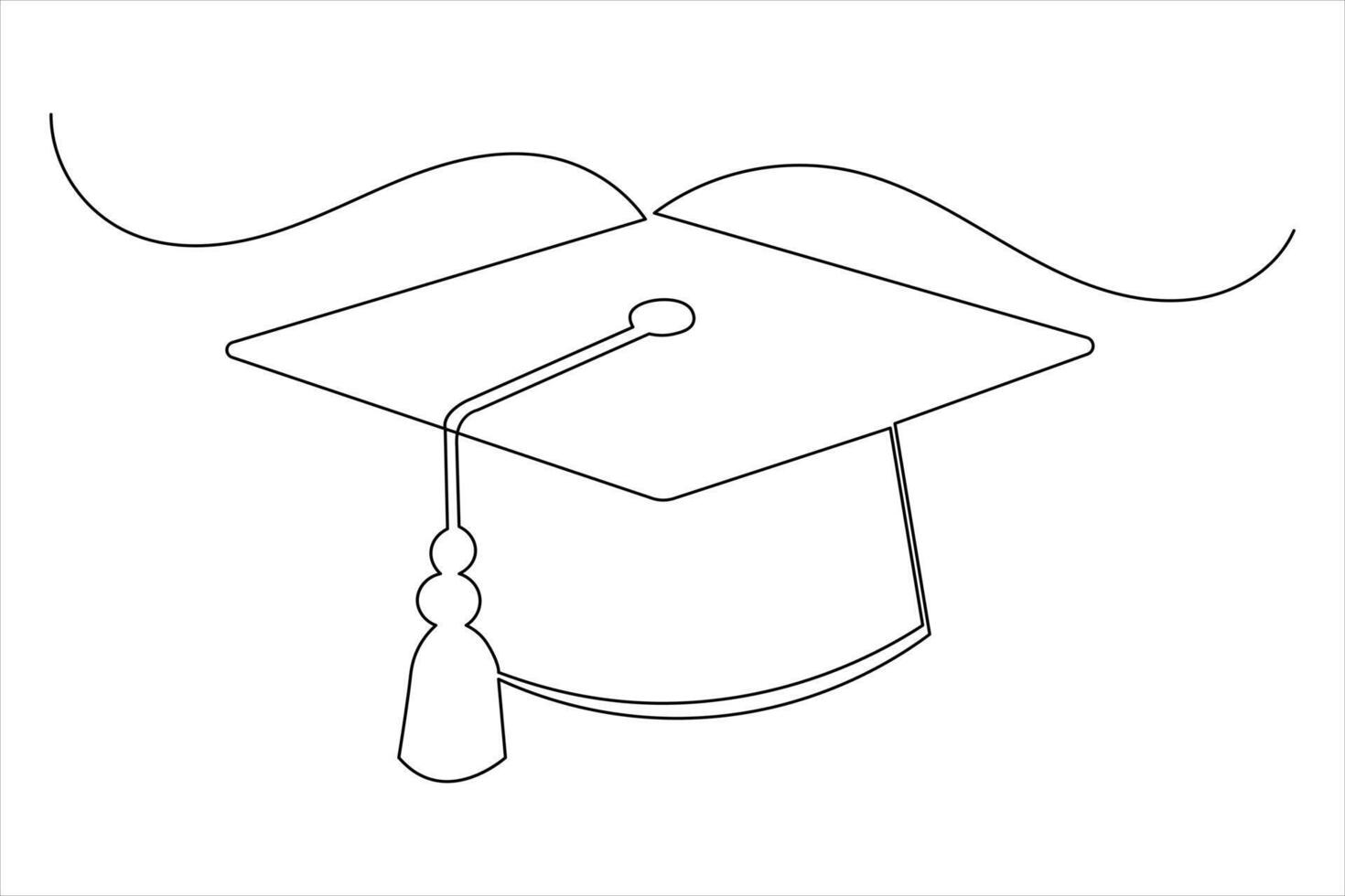 Graduation Cap One Line Drawing Minimalist Icon vector