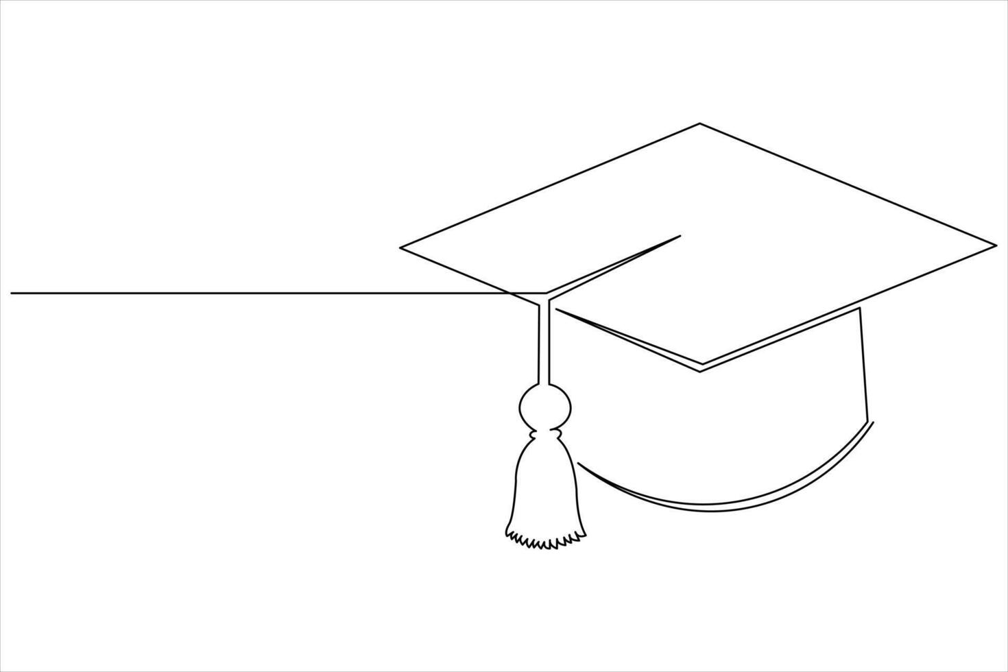Hand Drawn Graduation Cap Minimalist Line Icon vector