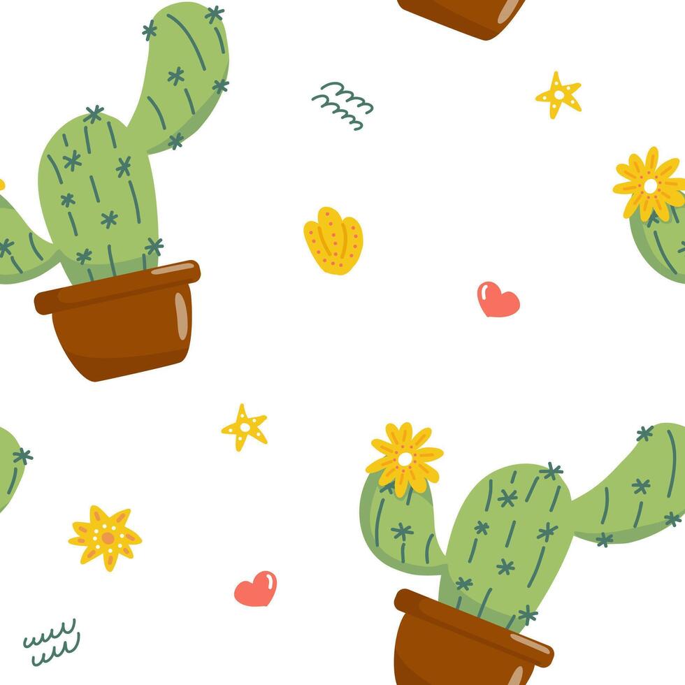 pattern cactus seamless vector
