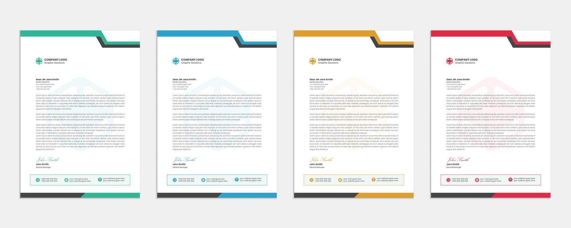 Corporate modern letterhead design bundle template with various color options vector