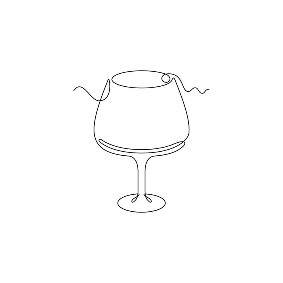 one line art Brandy Snifter Glass illustration. line art, one continuous line, simple, hand drawn and sketch style. for icons, symbols, signs or logos vector