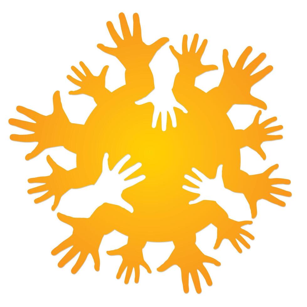 Sun with children hands. vector