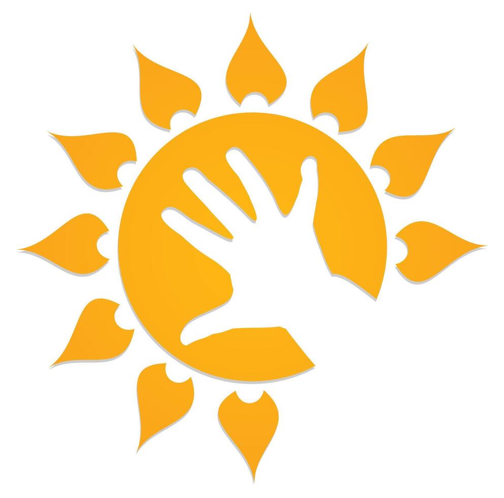 The Sun with children hands. vector