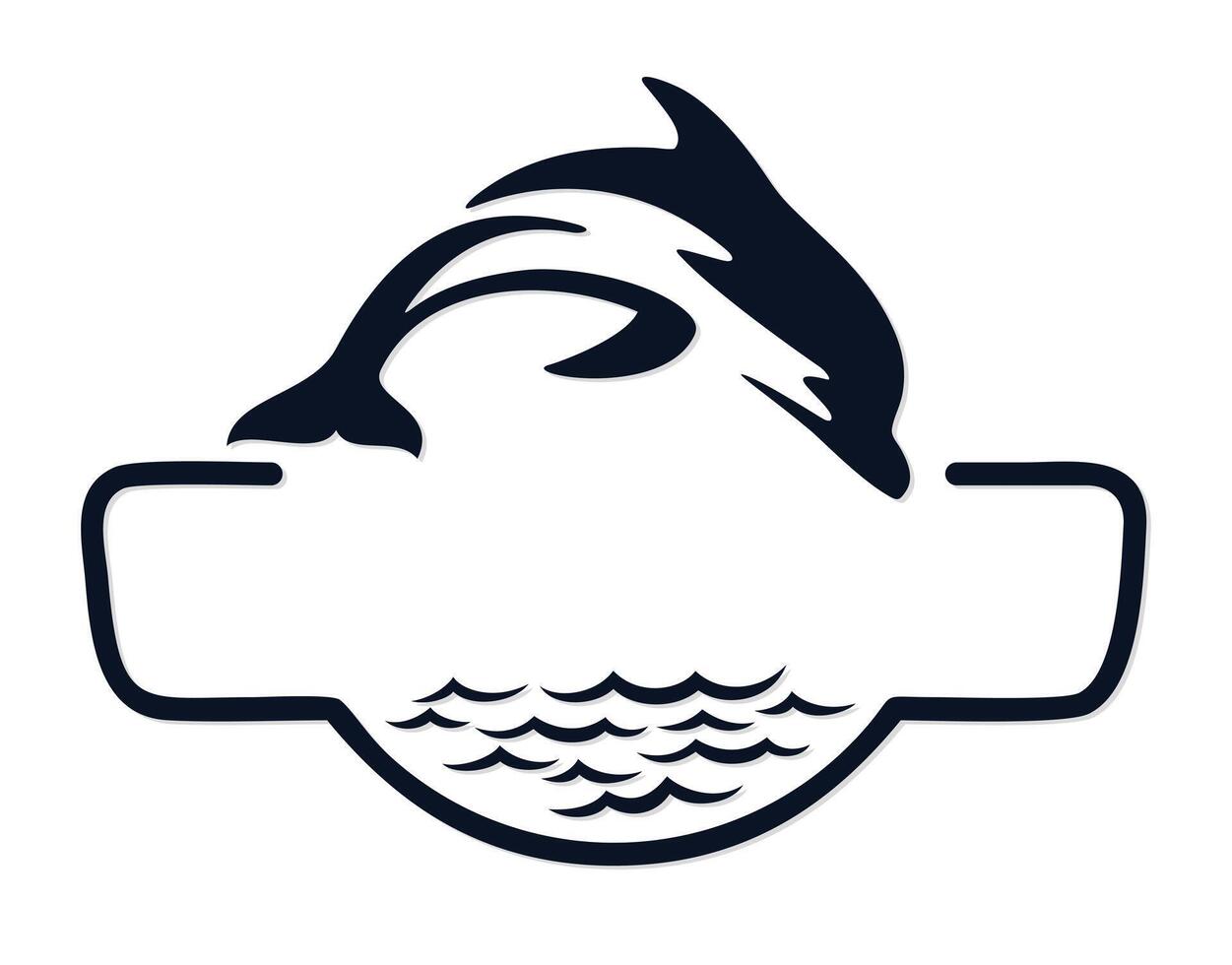 A sea logo with fish in jump. vector