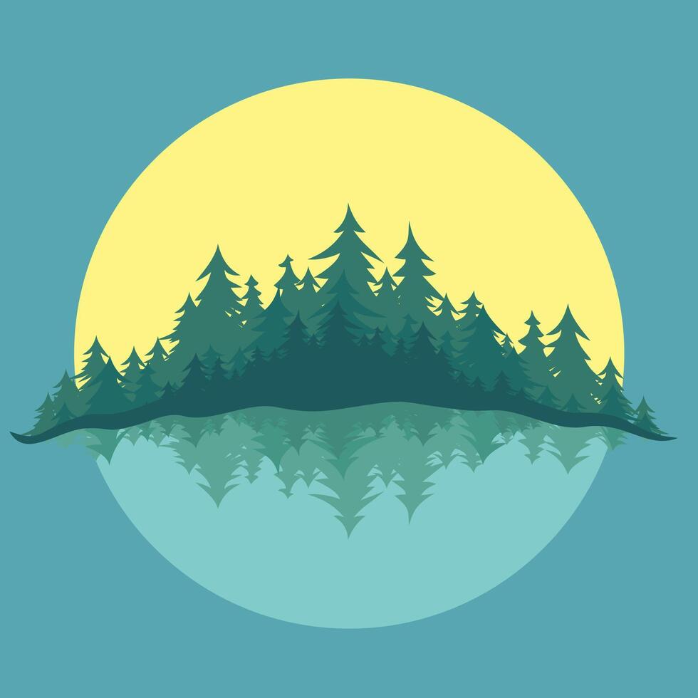 sun Dawn in the wood. vector