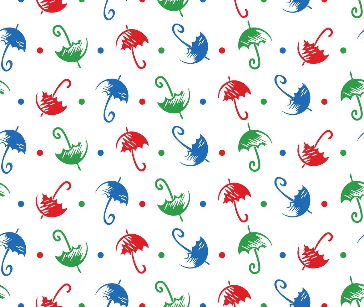 A seamless background with color umbrellas. vector