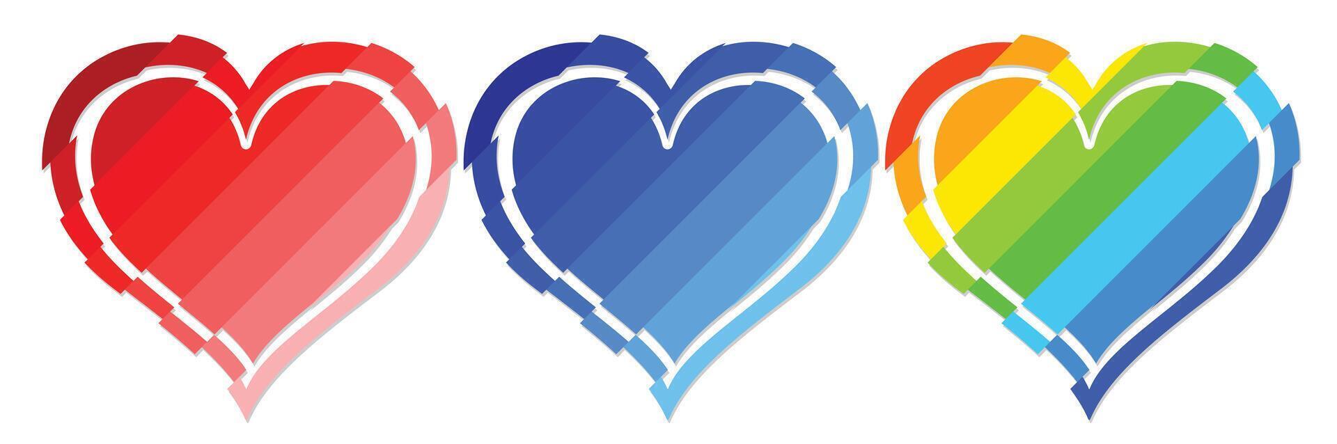 Logos colored hearts. vector
