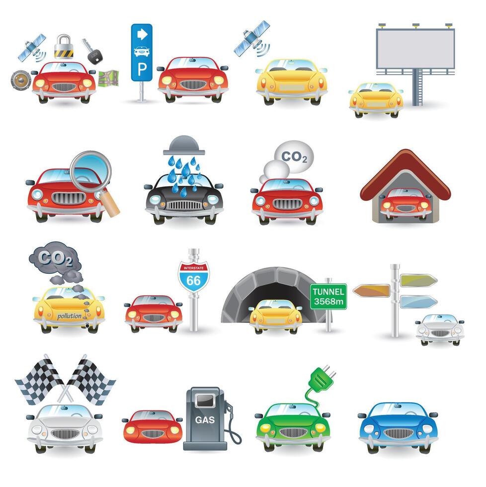 the bestb Set of different kind of cars and trucks isolated on white background illustration vector