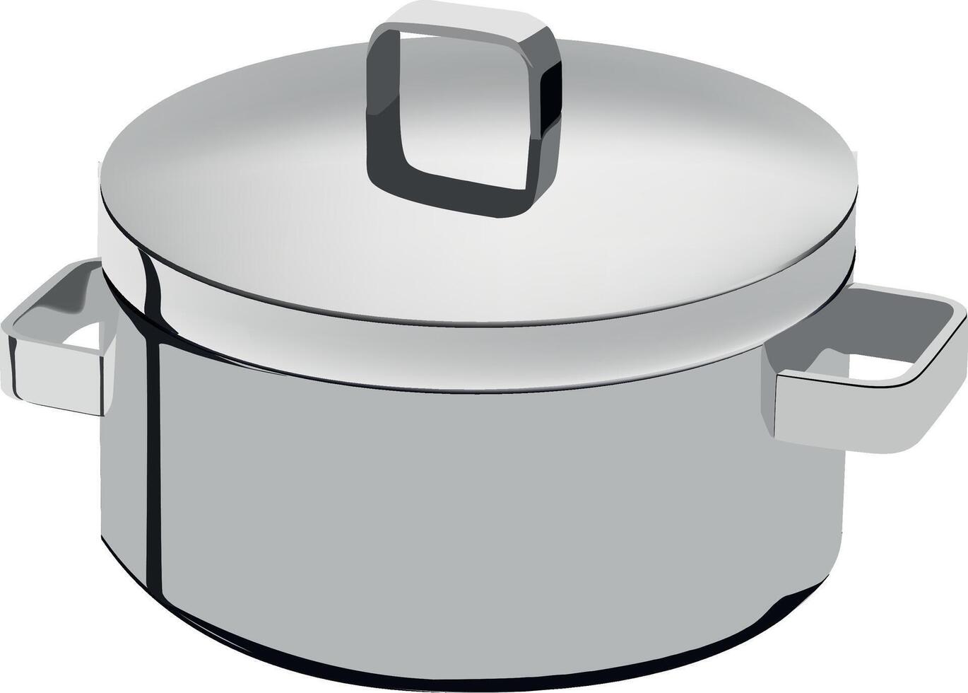 A stainless steel pot with handles on a white background vector