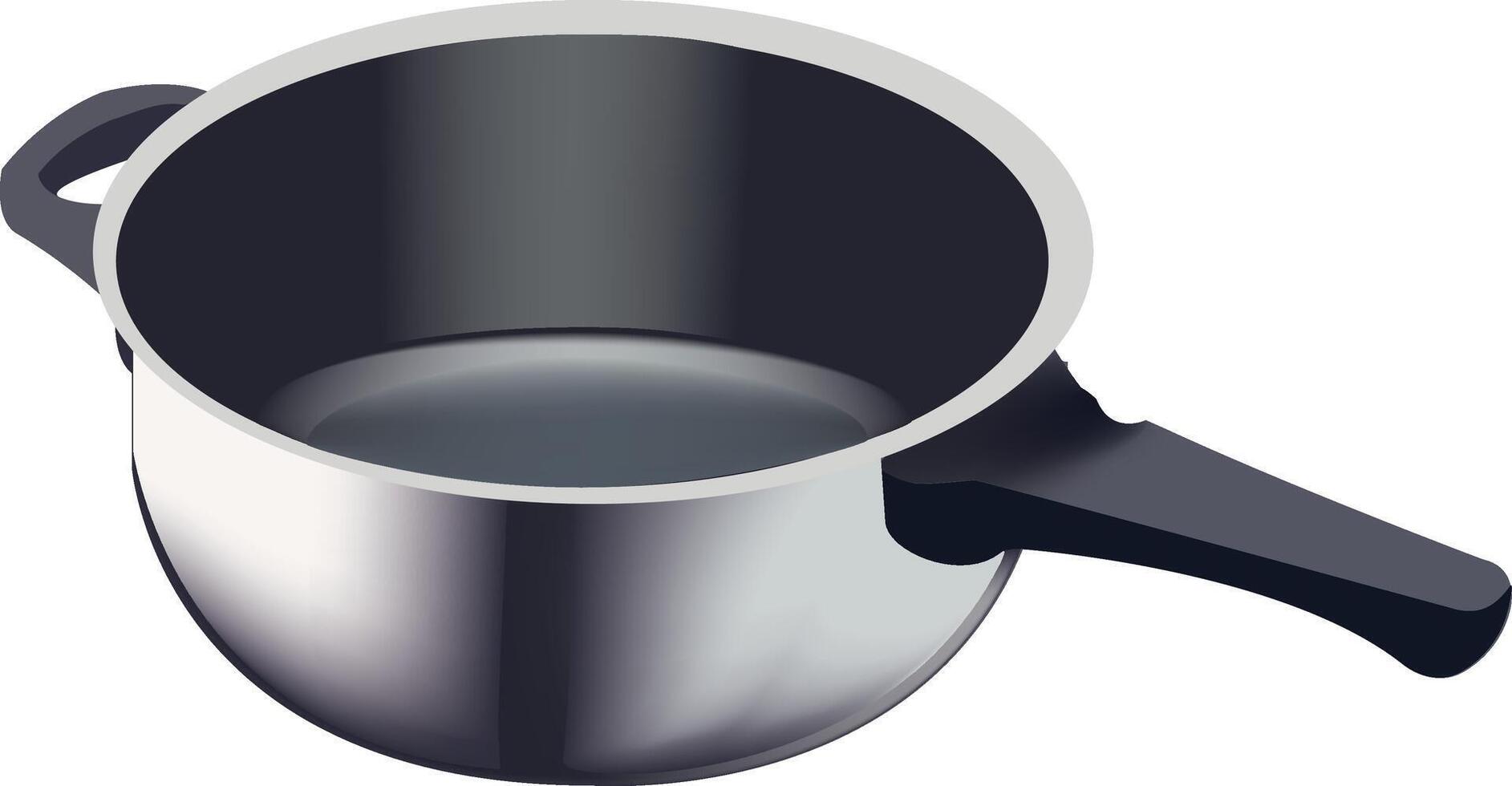 An illustration of a metal pot with a handle vector