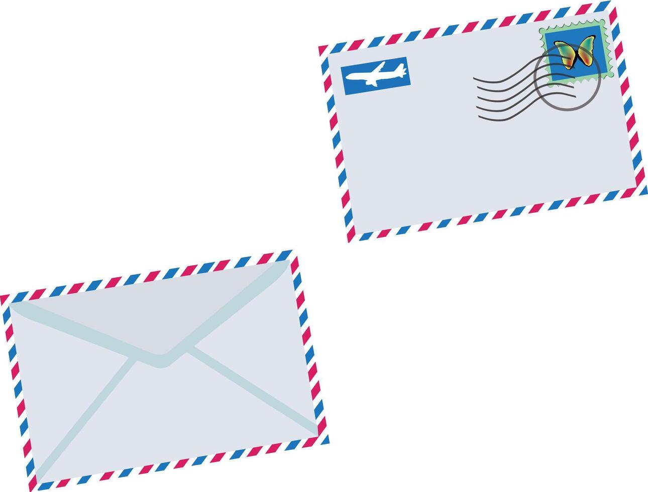 Two envelopes with a stamp on them vector
