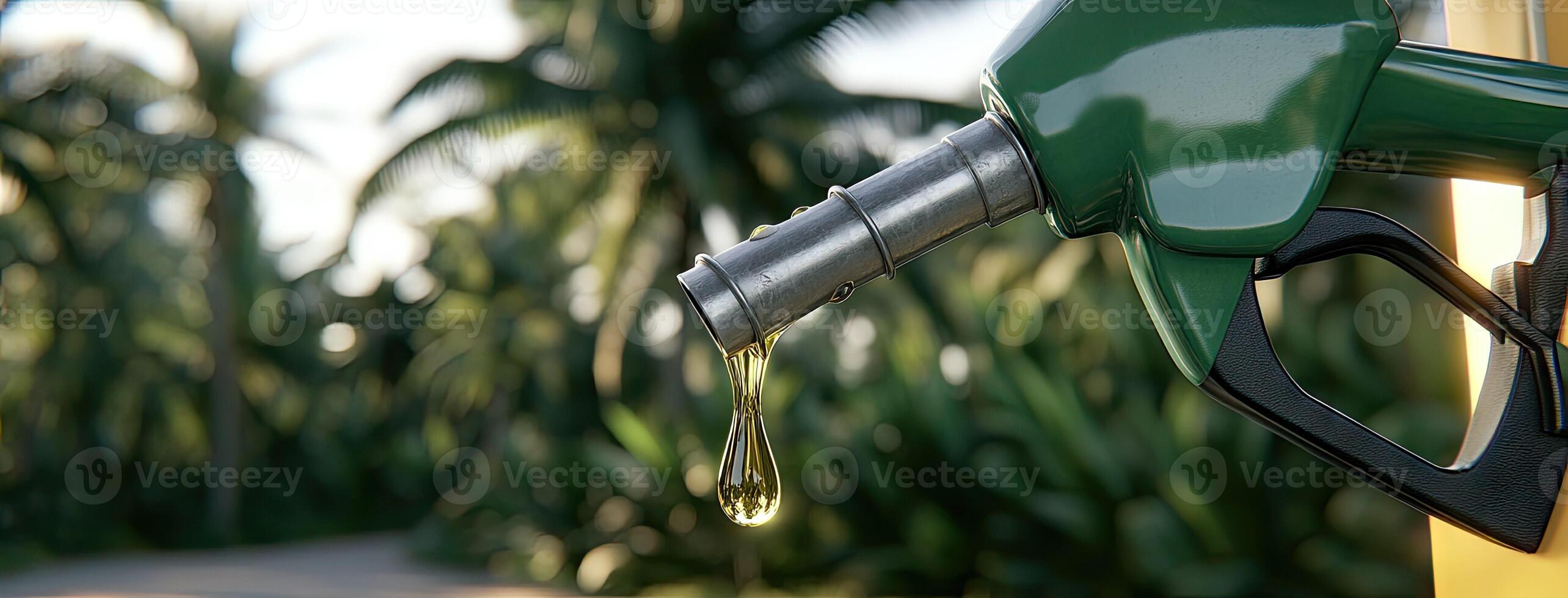 A green gas pump is being filled with oil photo
