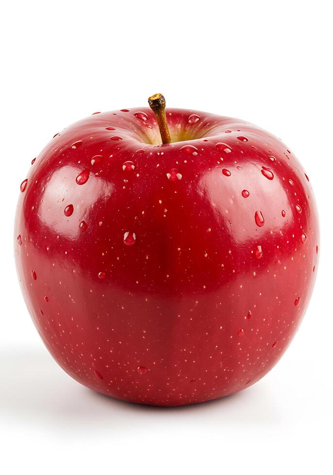 A red apple with water droplets on it photo
