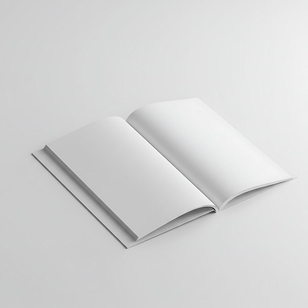 An open book on a white surface photo