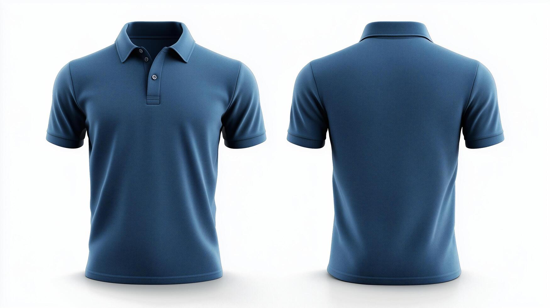 Blue Polo shirts mockup front and back used as design template, isolated on white background with clipping path. photo