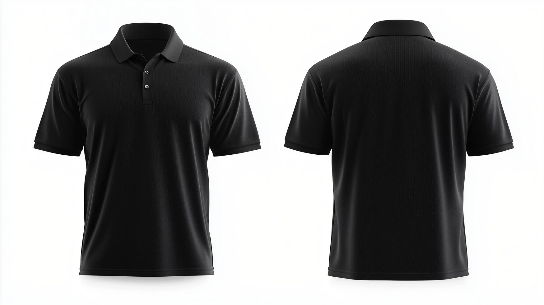 Black Polo shirts mockup front and back used as design template, isolated on white background with clipping path. photo