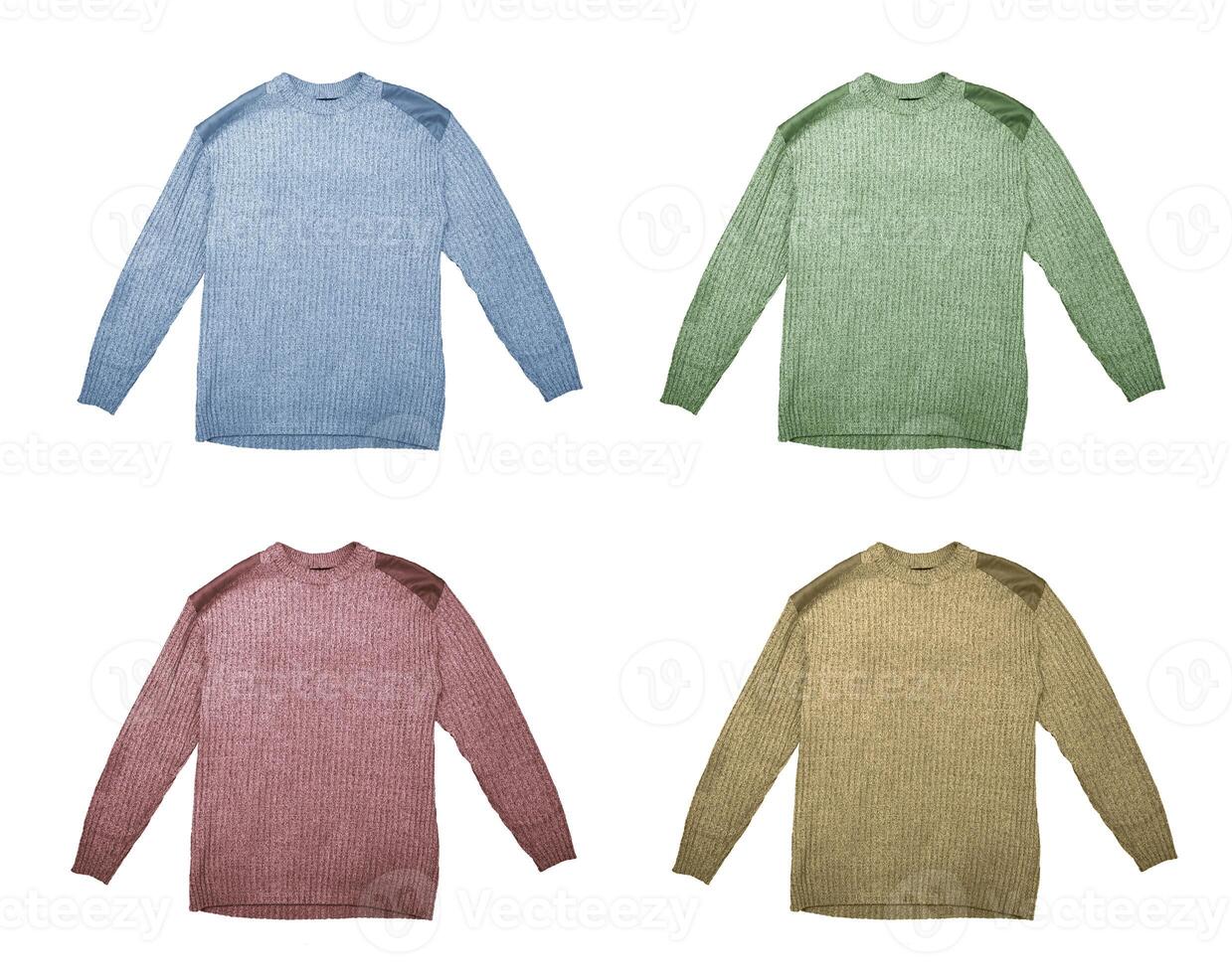 Four sweaters isolated photo