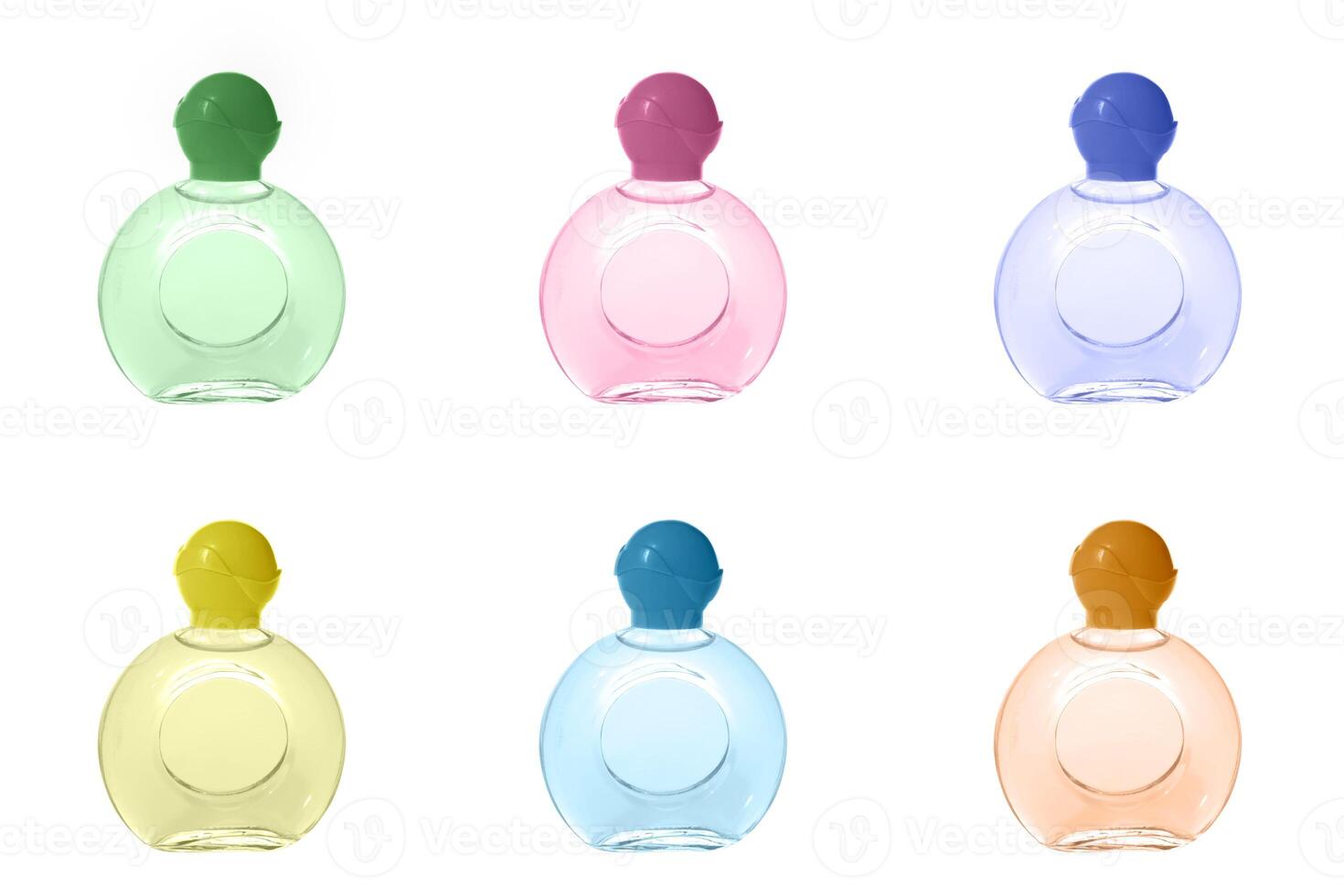 Perfume bottles of various colors photo