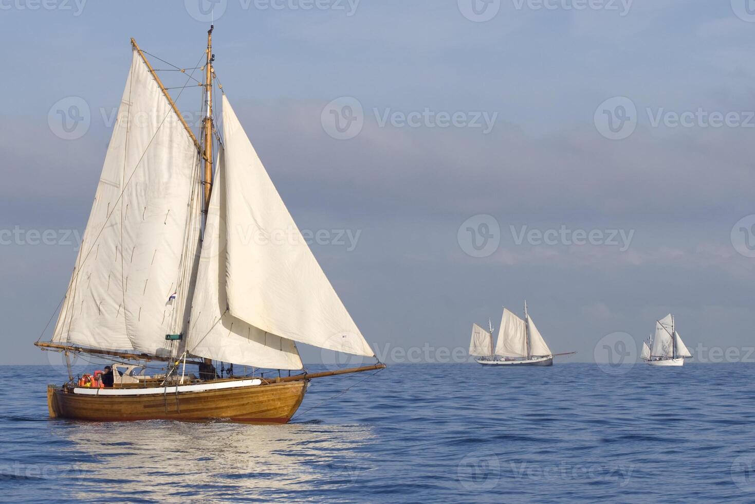 Tender with white sails photo