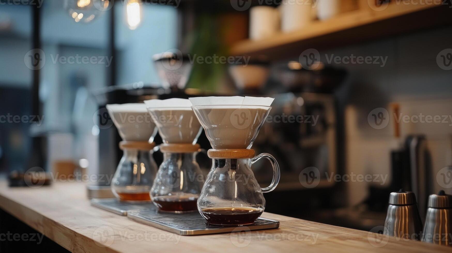 Pour Over Coffee Brewing in Cafe Setting photo
