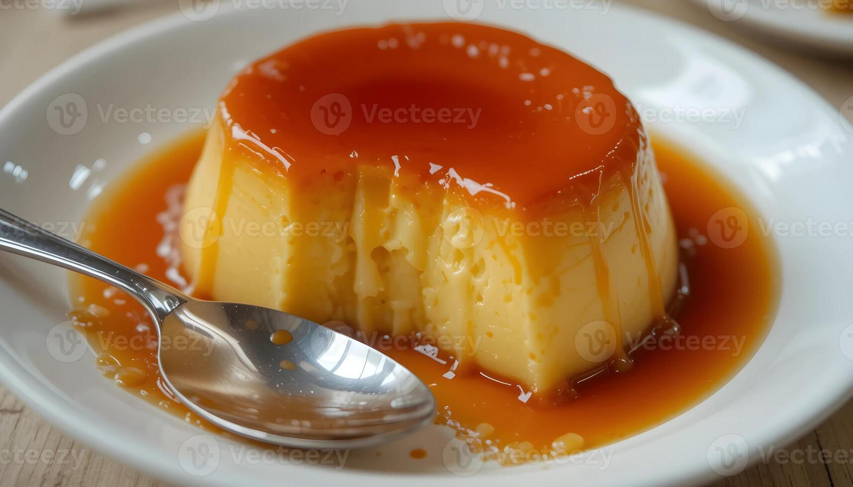 flan is a custard dessert made with a custard base and a caramel sauce photo