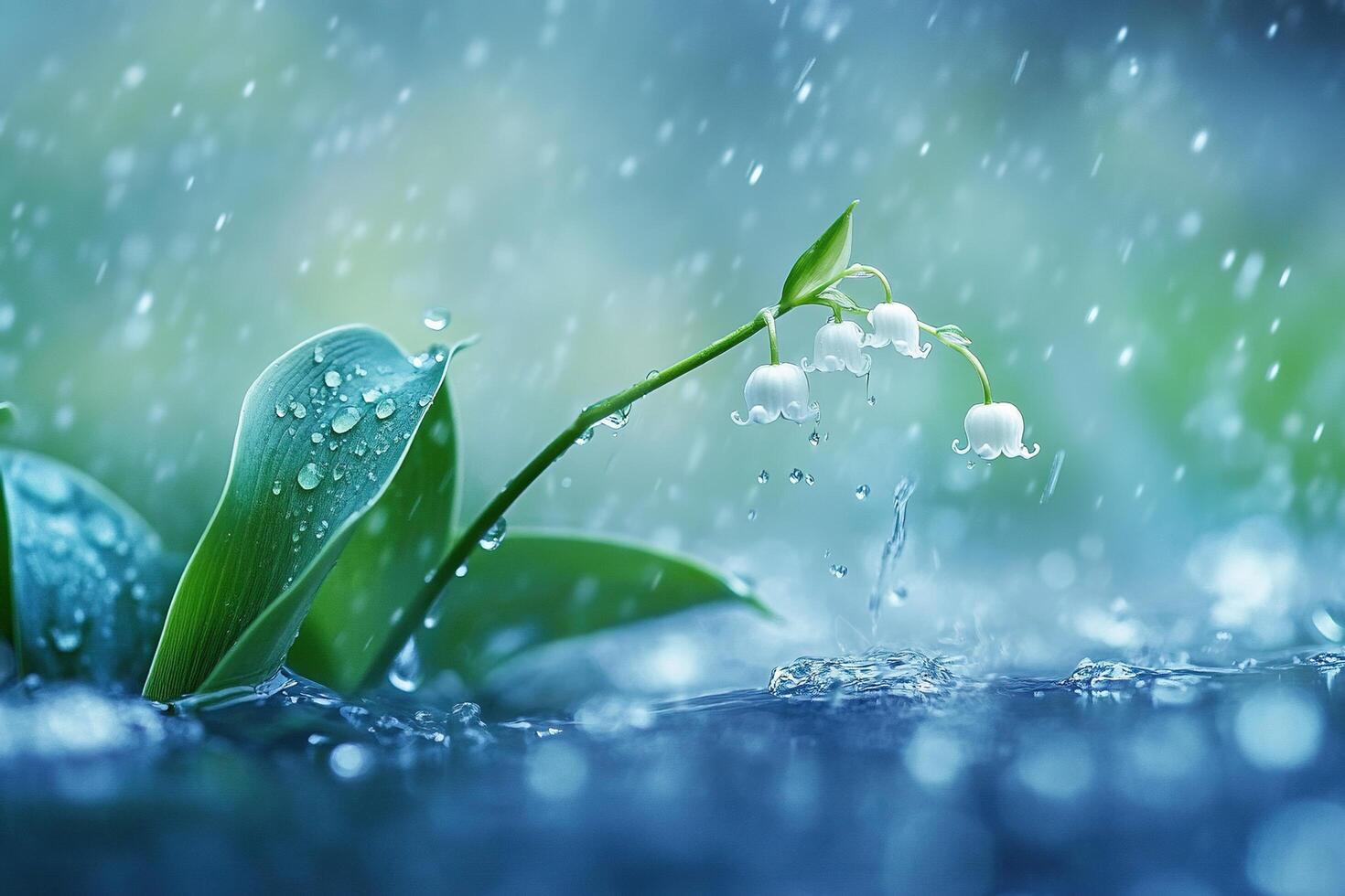Gentle Rain on Lilies photo