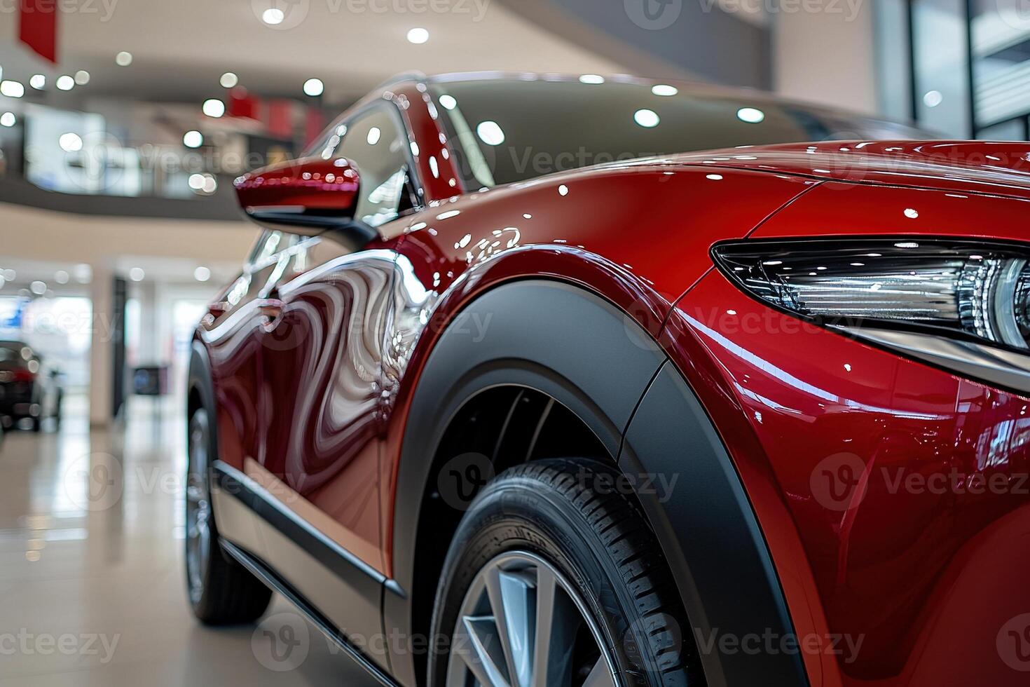 Stylish Red Car Side View photo