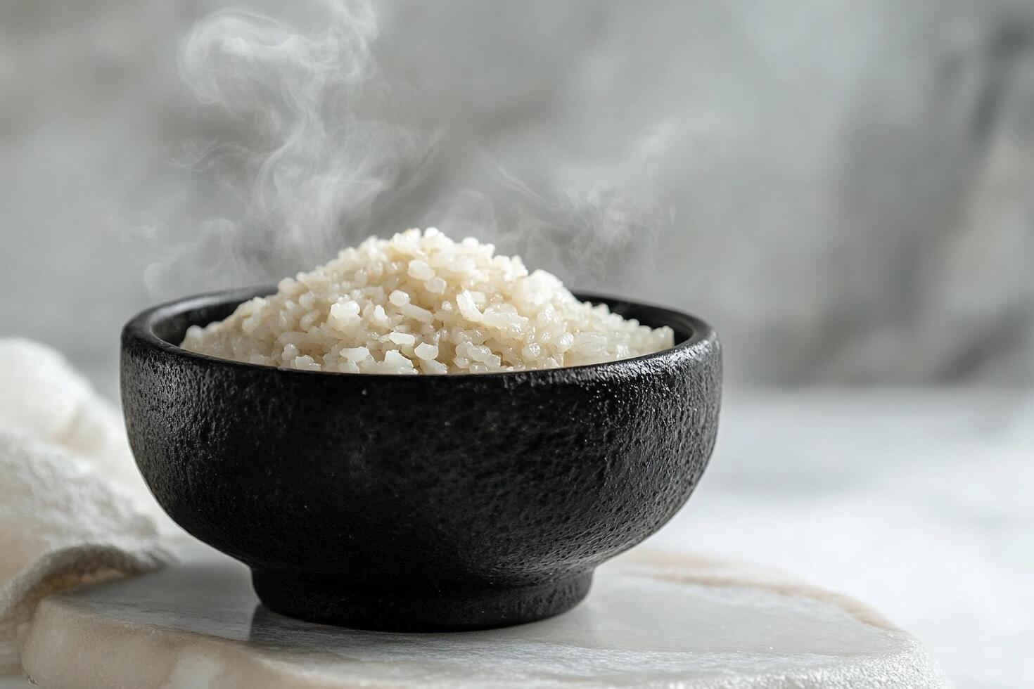 Steaming Hot Rice in Bowl photo