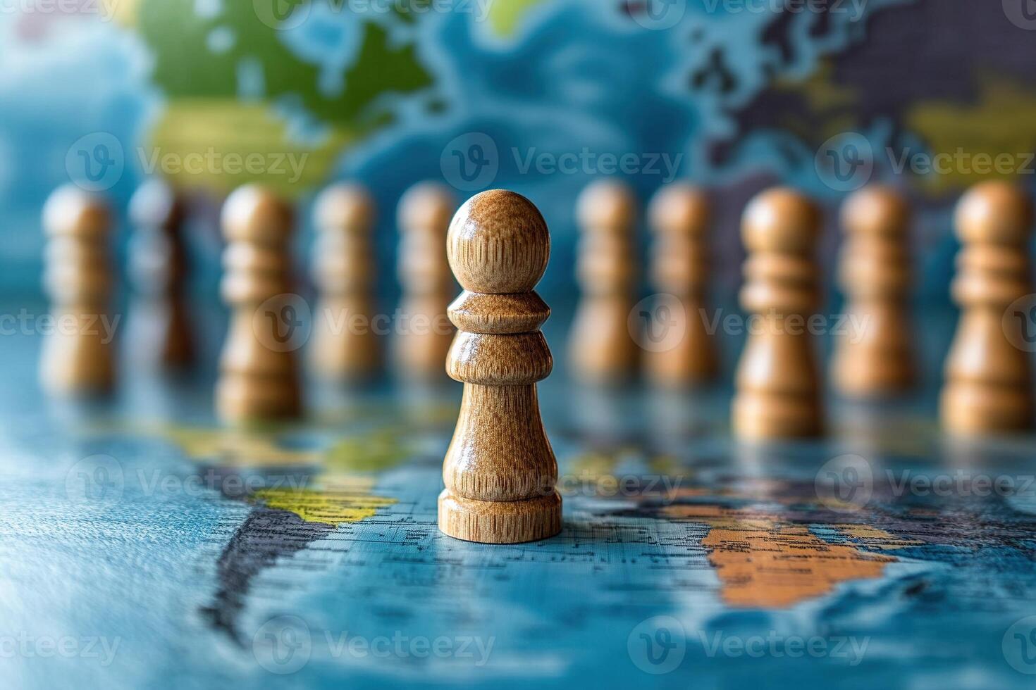 Chess Piece on World Map photo