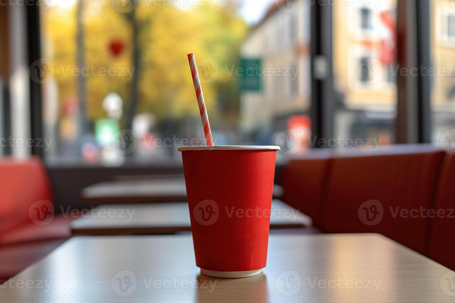 Red Cup with Straw Indoors photo
