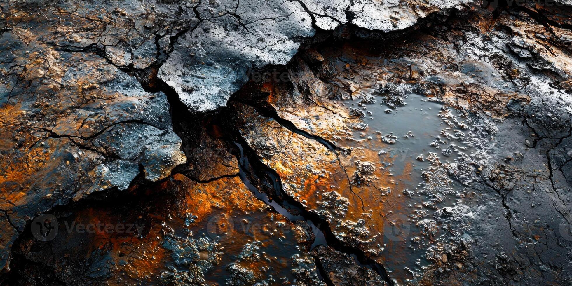A close up of a rusty metal surface with cracks photo