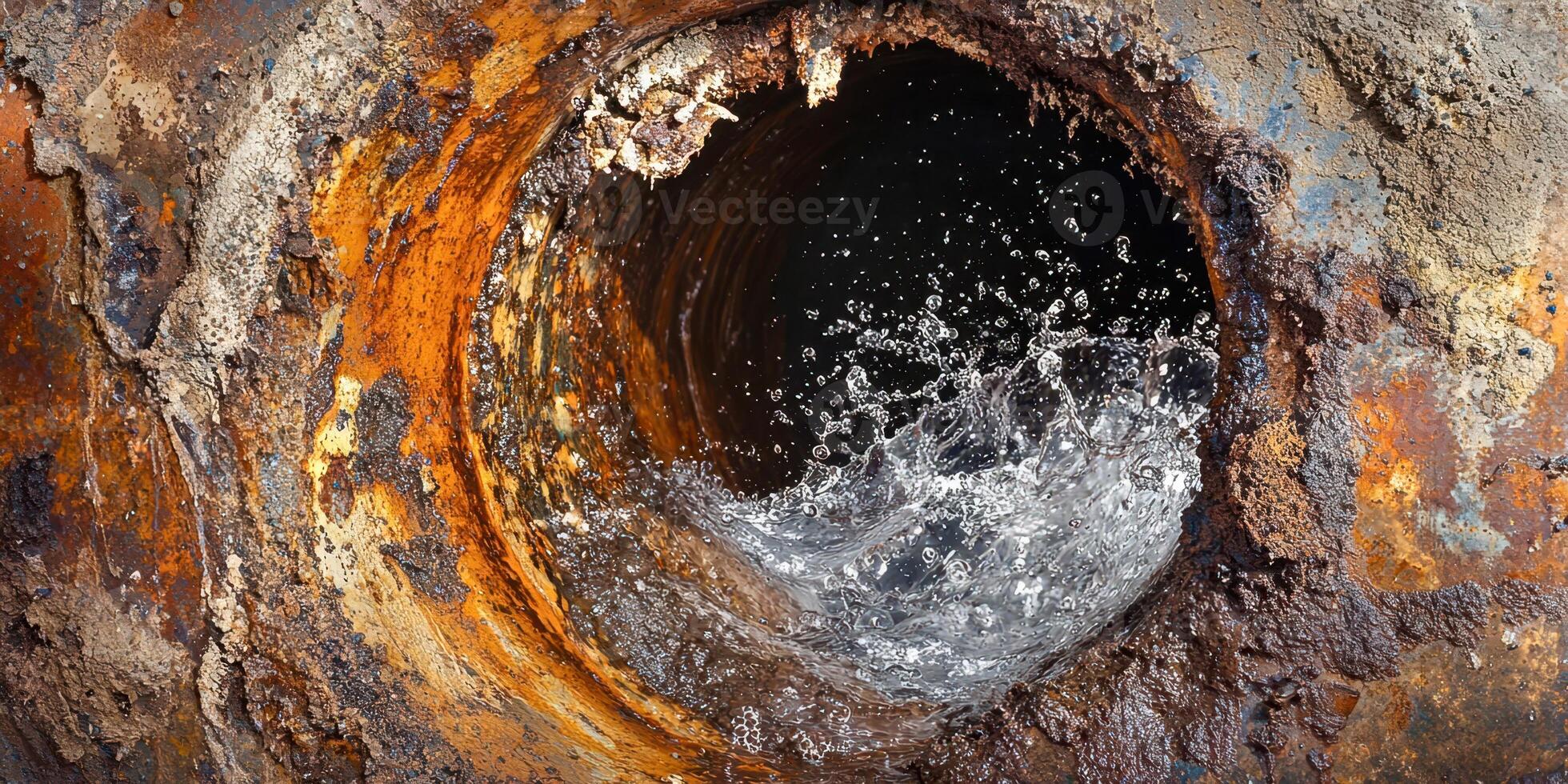 A close up of a pipe with water coming out of it photo