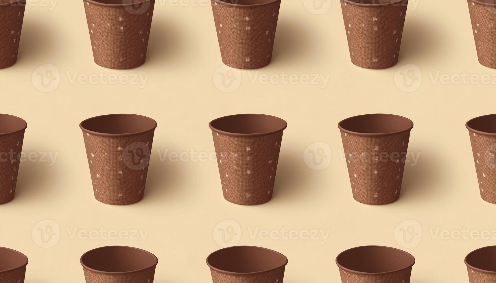 Paper cup disposable pattern seamless with cream background photo