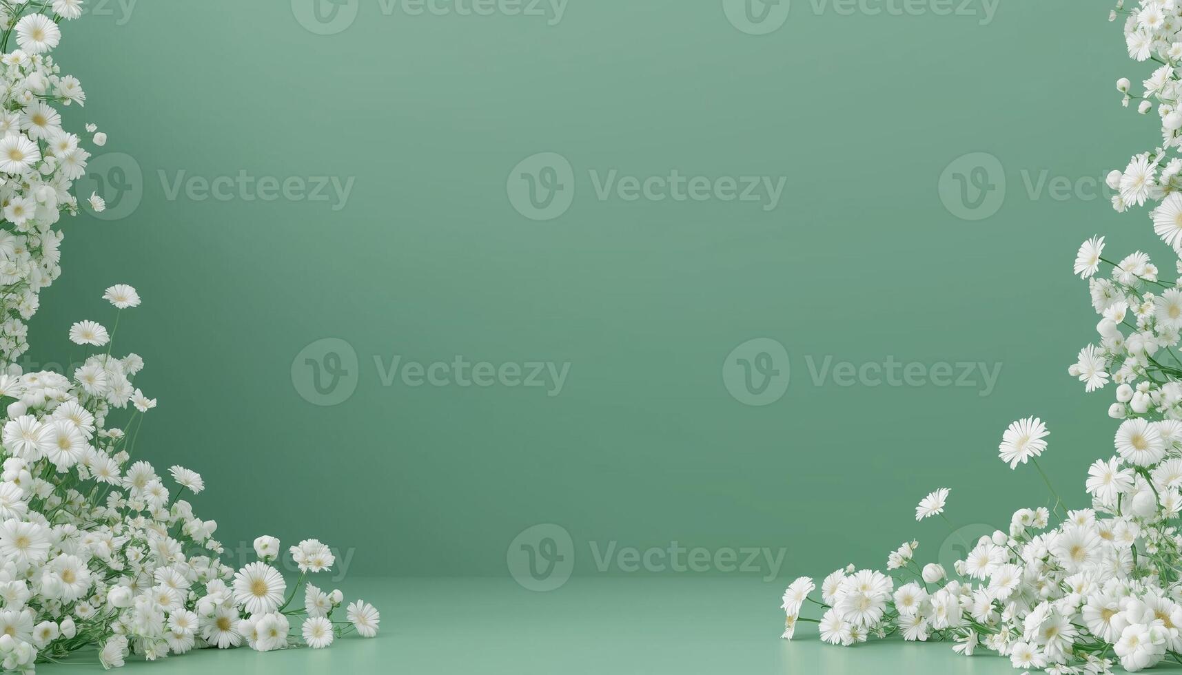 White flower decoration copy space center solid pastel blue background photo