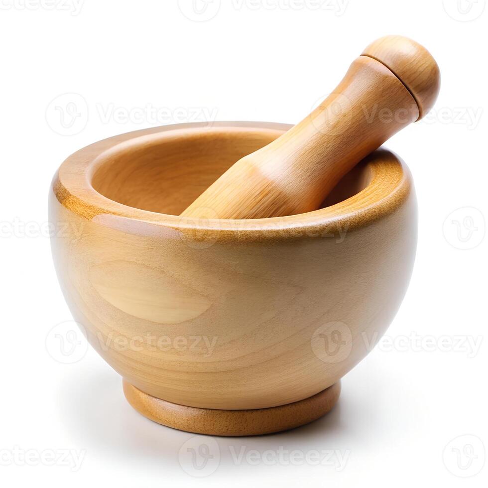 wooden mortar and pestle photo
