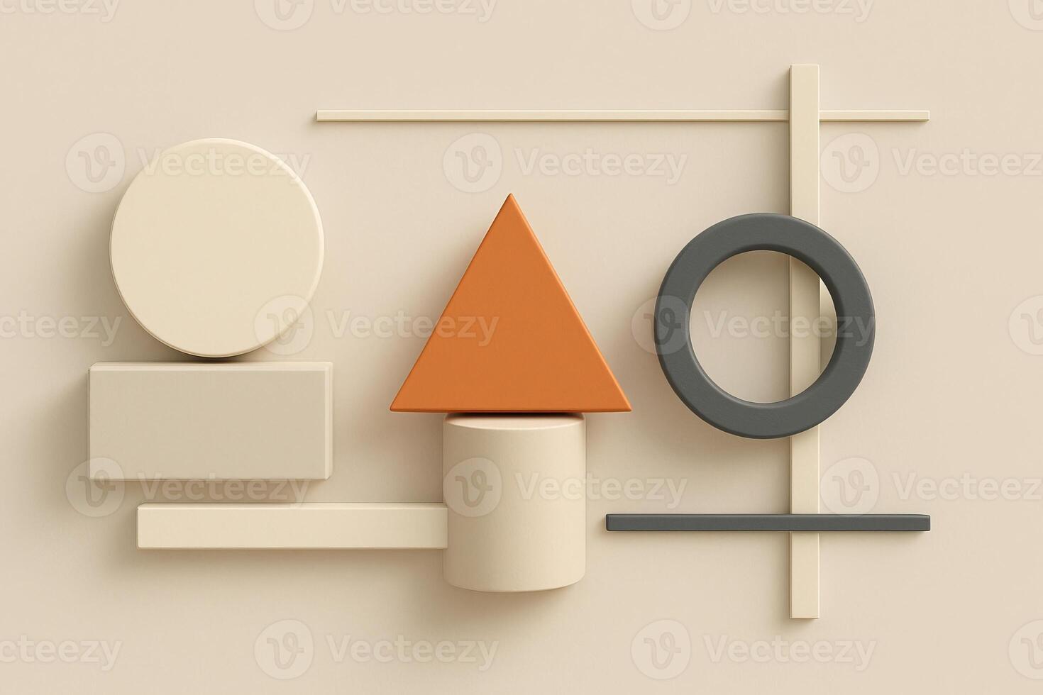 Simple Geometric Art Composition with Minimalistic Shapes photo