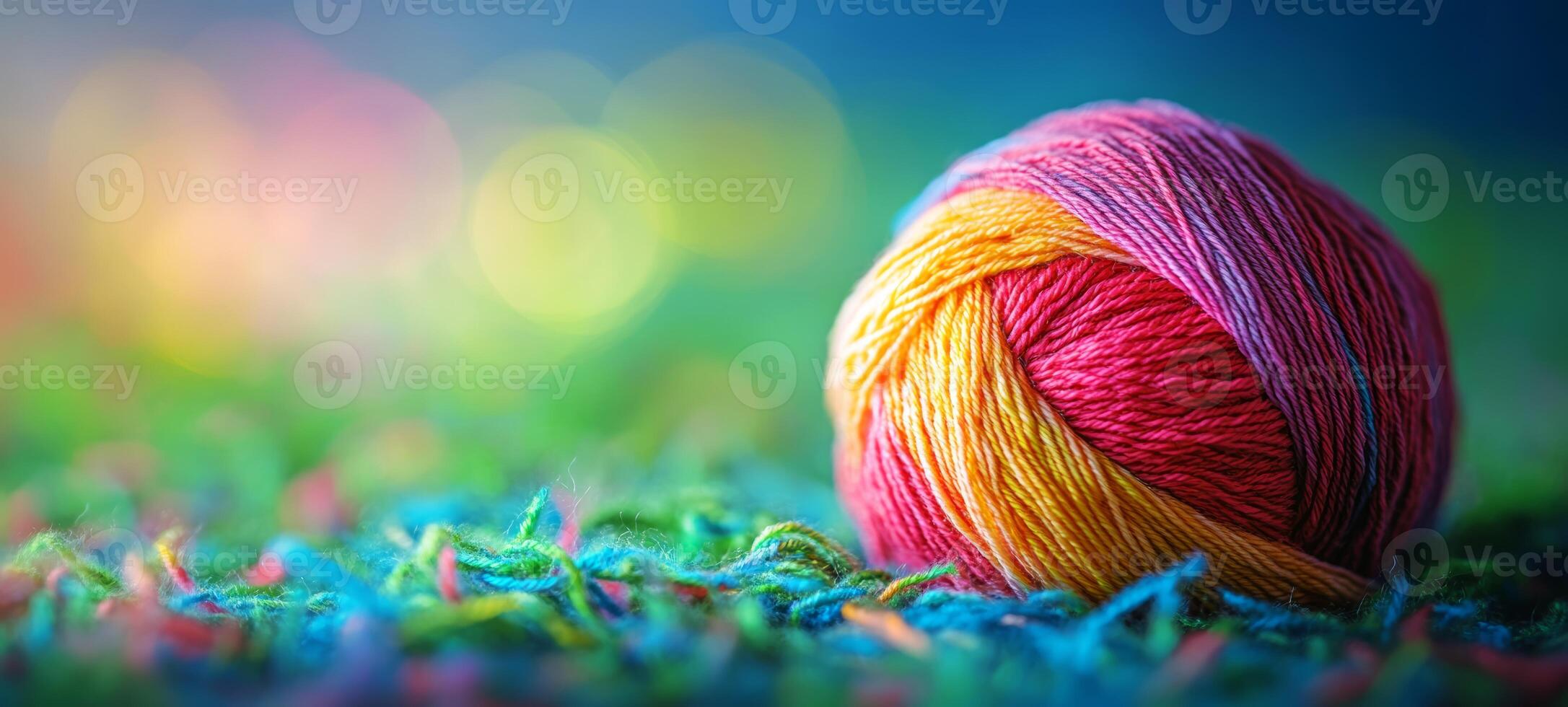 A ball of yarn on the grass photo